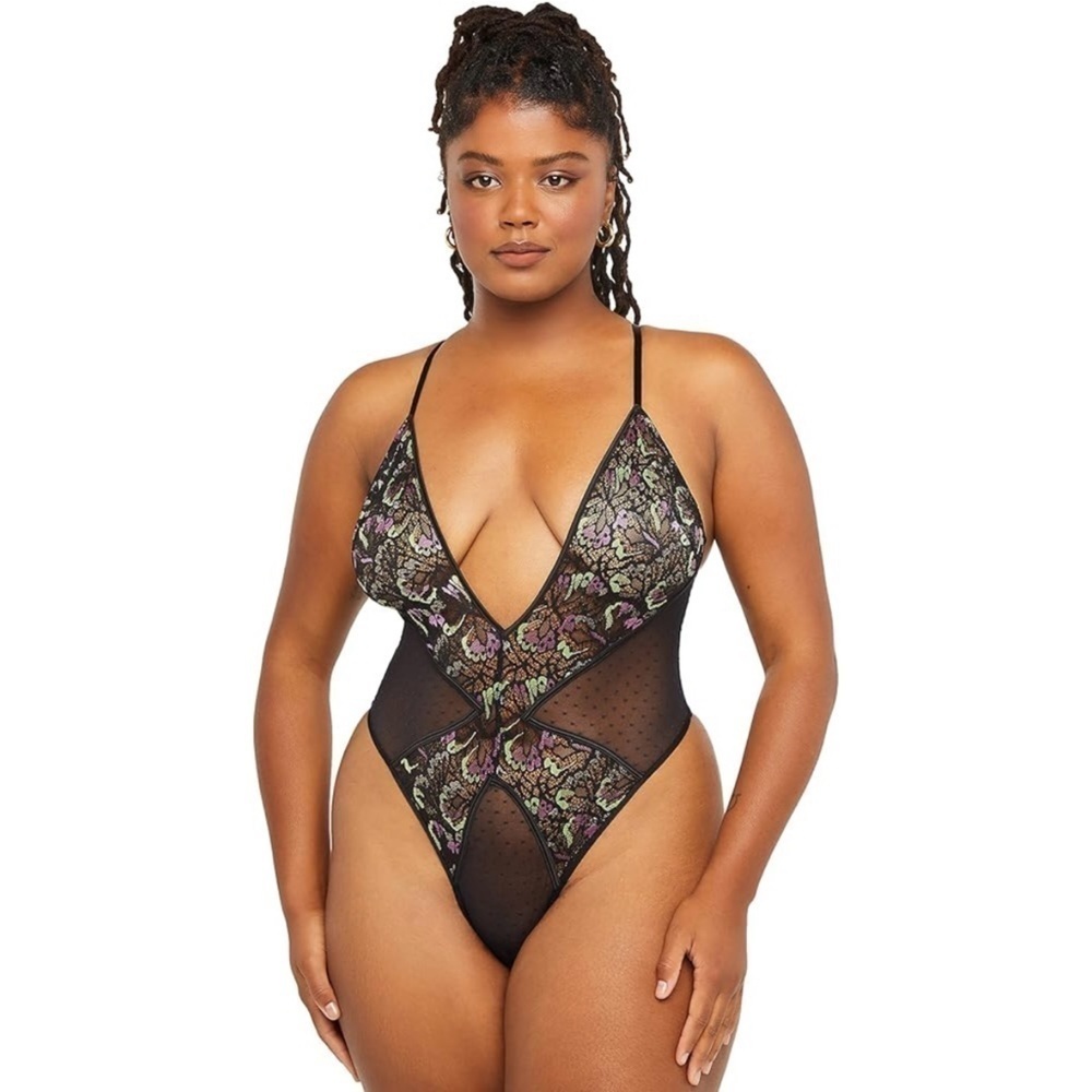 Savage x Fenty | Butterfly Wings Lace & Mesh Teddy Bodysuit Size Large